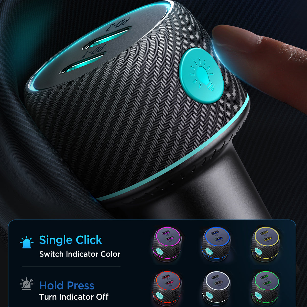 JOYROOM CCN02 70W Dual PD Car Charger Colorful Button Switch Cigarette Lighter Charger JOYROOM CCN02 70W Dual PD Car Charger Colorful Button Switch Cigarette Lighter Charger